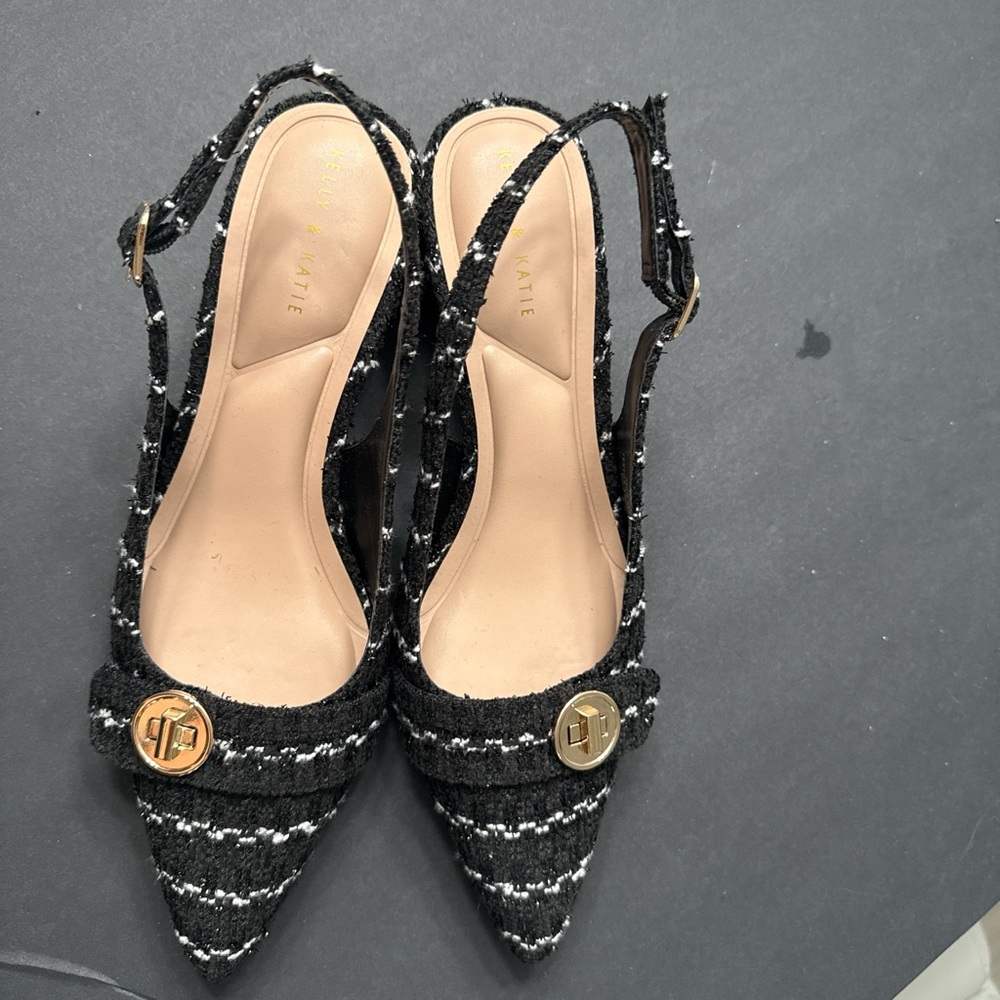 Elegant Black and White Slingback Heels